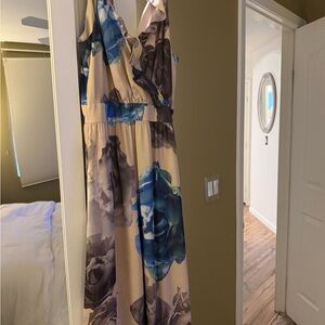 H&M Blue and Gray Floral Maxi Dress